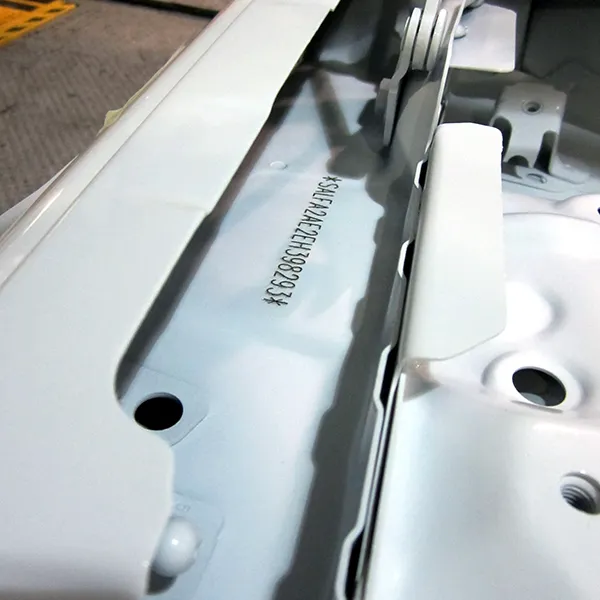JLR Laser VIN on white painted chassis